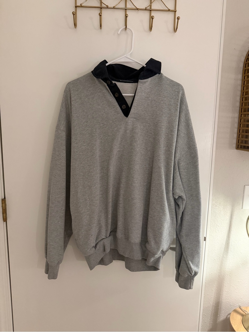 Brandy Melville Gray Sweatshirt with Blue Collar Detail